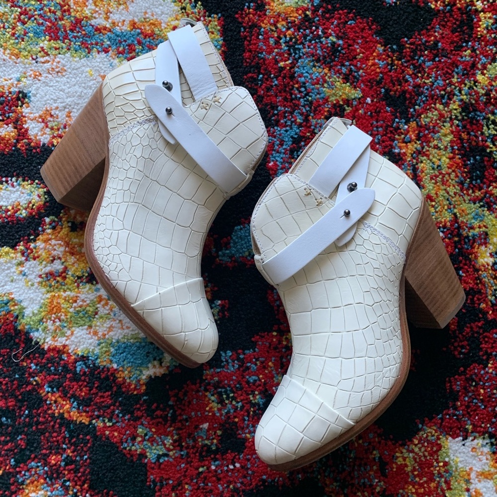 New Rag and Bone Ivory Croc booties